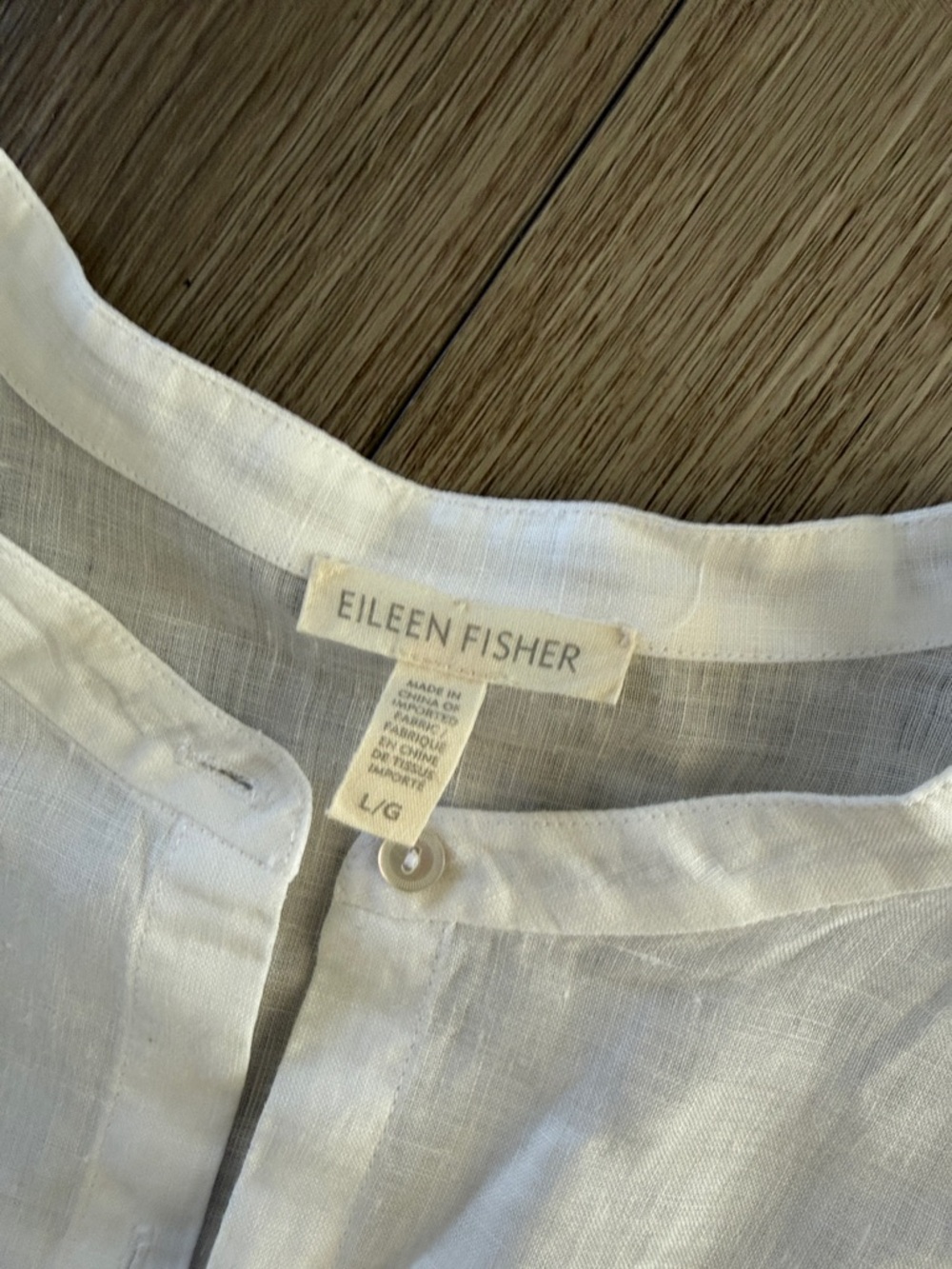 Eileen Fisher Organic Handkerchief Linen Sleeveless Shirt white size large - Picture 6 of 8